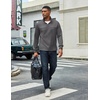 image:imageCOOFANDY Mens Quarter Zip Pullover Lightweight Textured Sweatshirt Long Sleeve Casual Mock Neck Polo ShirtsDark Grey