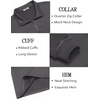 image:imageCOOFANDY Mens Quarter Zip Pullover Lightweight Textured Sweatshirt Long Sleeve Casual Mock Neck Polo ShirtsDark Grey