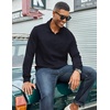 image:imageCOOFANDY Mens Quarter Zip Pullover Lightweight Textured Sweatshirt Long Sleeve Casual Mock Neck Polo ShirtsNavy Blue