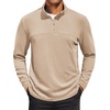image:imageCOOFANDY Mens Quarter Zip Pullover Long Sleeve Mock Turtleneck Sweatshirts Thermal Workout Golf Polo ShirtKhaki