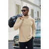 image:imageCOOFANDY Mens Quarter Zip Pullover Long Sleeve Mock Turtleneck Sweatshirts Thermal Workout Golf Polo ShirtLight Khaki