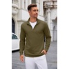 image:imageCOOFANDY Mens Quarter Zip Up Pullover Lightweight Mock Neck Sweatshirt Casual Long Sleeve Polo ShirtArmy Green