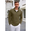 image:imageCOOFANDY Mens Quarter Zip Up Pullover Lightweight Mock Neck Sweatshirt Casual Long Sleeve Polo ShirtArmy Green