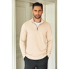 image:imageCOOFANDY Mens Quarter Zip Up Pullover Lightweight Mock Neck Sweatshirt Casual Long Sleeve Polo ShirtBeige