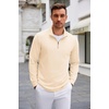 image:imageCOOFANDY Mens Quarter Zip Up Pullover Lightweight Mock Neck Sweatshirt Casual Long Sleeve Polo ShirtBeige