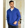 image:imageCOOFANDY Mens Quarter Zip Up Pullover Lightweight Mock Neck Sweatshirt Casual Long Sleeve Polo ShirtBlue