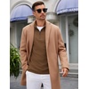 image:imageCOOFANDY Mens Quarter Zip Up Pullover Lightweight Mock Neck Sweatshirt Casual Long Sleeve Polo ShirtBrown