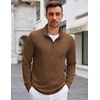 image:imageCOOFANDY Mens Quarter Zip Up Pullover Lightweight Mock Neck Sweatshirt Casual Long Sleeve Polo ShirtBrown