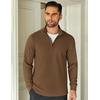 image:imageCOOFANDY Mens Quarter Zip Up Pullover Lightweight Mock Neck Sweatshirt Casual Long Sleeve Polo ShirtBrown
