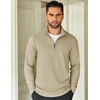 image:imageCOOFANDY Mens Quarter Zip Up Pullover Lightweight Mock Neck Sweatshirt Casual Long Sleeve Polo ShirtCamel