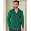 image:imageCOOFANDY Mens Quarter Zip Up Pullover Lightweight Mock Neck Sweatshirt Casual Long Sleeve Polo ShirtDark Green