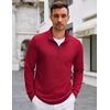 image:imageCOOFANDY Mens Quarter Zip Up Pullover Lightweight Mock Neck Sweatshirt Casual Long Sleeve Polo ShirtDark Red