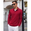 image:imageCOOFANDY Mens Quarter Zip Up Pullover Lightweight Mock Neck Sweatshirt Casual Long Sleeve Polo ShirtDark Red