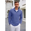 image:imageCOOFANDY Mens Quarter Zip Up Pullover Lightweight Mock Neck Sweatshirt Casual Long Sleeve Polo ShirtDenim Blue