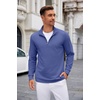 image:imageCOOFANDY Mens Quarter Zip Up Pullover Lightweight Mock Neck Sweatshirt Casual Long Sleeve Polo ShirtDenim Blue