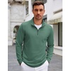 image:imageCOOFANDY Mens Quarter Zip Up Pullover Lightweight Mock Neck Sweatshirt Casual Long Sleeve Polo ShirtGreen