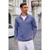 image:imageCOOFANDY Mens Quarter Zip Up Pullover Lightweight Mock Neck Sweatshirt Casual Long Sleeve Polo ShirtGrey Blue