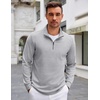image:imageCOOFANDY Mens Quarter Zip Up Pullover Lightweight Mock Neck Sweatshirt Casual Long Sleeve Polo ShirtLight Grey