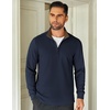 image:imageCOOFANDY Mens Quarter Zip Up Pullover Lightweight Mock Neck Sweatshirt Casual Long Sleeve Polo ShirtNavy Bluebrown Collar