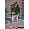 image:imageCOOFANDY Mens Quarter Zip Up Pullover Mock Neck Long Sleeve Sweater Casual Corduroy Polo SweatshirtArmy Green