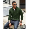 image:imageCOOFANDY Mens Quarter Zip Up Pullover Mock Neck Long Sleeve Sweater Casual Corduroy Polo SweatshirtArmy Green