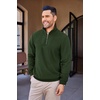 image:imageCOOFANDY Mens Quarter Zip Up Pullover Mock Neck Long Sleeve Sweater Casual Corduroy Polo SweatshirtArmy Green