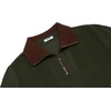 image:imageCOOFANDY Mens Quarter Zip Up Pullover Mock Neck Long Sleeve Sweater Casual Corduroy Polo SweatshirtArmy Green With Brown Collar