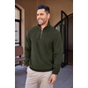 image:imageCOOFANDY Mens Quarter Zip Up Pullover Mock Neck Long Sleeve Sweater Casual Corduroy Polo SweatshirtArmy Green With Brown Collar