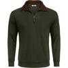 image:imageCOOFANDY Mens Quarter Zip Up Pullover Mock Neck Long Sleeve Sweater Casual Corduroy Polo SweatshirtArmy Green With Brown Collar