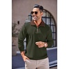 image:imageCOOFANDY Mens Quarter Zip Up Pullover Mock Neck Long Sleeve Sweater Casual Corduroy Polo SweatshirtArmy Green With Brown Collar