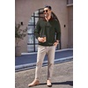 image:imageCOOFANDY Mens Quarter Zip Up Pullover Mock Neck Long Sleeve Sweater Casual Corduroy Polo SweatshirtArmy Green With Brown Collar