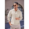 image:imageCOOFANDY Mens Quarter Zip Up Pullover Mock Neck Long Sleeve Sweater Casual Corduroy Polo SweatshirtBeige