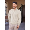 image:imageCOOFANDY Mens Quarter Zip Up Pullover Mock Neck Long Sleeve Sweater Casual Corduroy Polo SweatshirtBeige