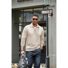 image:imageCOOFANDY Mens Quarter Zip Up Pullover Mock Neck Long Sleeve Sweater Casual Corduroy Polo SweatshirtBeige