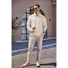 image:imageCOOFANDY Mens Quarter Zip Up Pullover Mock Neck Long Sleeve Sweater Casual Corduroy Polo SweatshirtBeige