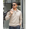 image:imageCOOFANDY Mens Quarter Zip Up Pullover Mock Neck Long Sleeve Sweater Casual Corduroy Polo SweatshirtBeige