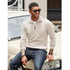 image:imageCOOFANDY Mens Quarter Zip Up Pullover Mock Neck Long Sleeve Sweater Casual Corduroy Polo SweatshirtBeige