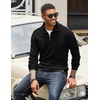 image:imageCOOFANDY Mens Quarter Zip Up Pullover Mock Neck Long Sleeve Sweater Casual Corduroy Polo SweatshirtBlack