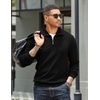 image:imageCOOFANDY Mens Quarter Zip Up Pullover Mock Neck Long Sleeve Sweater Casual Corduroy Polo SweatshirtBlack