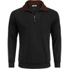 image:imageCOOFANDY Mens Quarter Zip Up Pullover Mock Neck Long Sleeve Sweater Casual Corduroy Polo SweatshirtBlack With Brown Collar