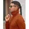 image:imageCOOFANDY Mens Quarter Zip Up Pullover Mock Neck Long Sleeve Sweater Casual Corduroy Polo SweatshirtCaramel Brown