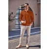 image:imageCOOFANDY Mens Quarter Zip Up Pullover Mock Neck Long Sleeve Sweater Casual Corduroy Polo SweatshirtCaramel Brown