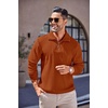 image:imageCOOFANDY Mens Quarter Zip Up Pullover Mock Neck Long Sleeve Sweater Casual Corduroy Polo SweatshirtCaramel Brown