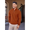 image:imageCOOFANDY Mens Quarter Zip Up Pullover Mock Neck Long Sleeve Sweater Casual Corduroy Polo SweatshirtCaramel Brown
