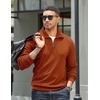 image:imageCOOFANDY Mens Quarter Zip Up Pullover Mock Neck Long Sleeve Sweater Casual Corduroy Polo SweatshirtCaramel Brown