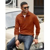 image:imageCOOFANDY Mens Quarter Zip Up Pullover Mock Neck Long Sleeve Sweater Casual Corduroy Polo SweatshirtCaramel Brown