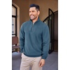 image:imageCOOFANDY Mens Quarter Zip Up Pullover Mock Neck Long Sleeve Sweater Casual Corduroy Polo SweatshirtDark Blue