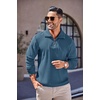 image:imageCOOFANDY Mens Quarter Zip Up Pullover Mock Neck Long Sleeve Sweater Casual Corduroy Polo SweatshirtDark Blue