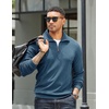 image:imageCOOFANDY Mens Quarter Zip Up Pullover Mock Neck Long Sleeve Sweater Casual Corduroy Polo SweatshirtDark Blue