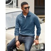 image:imageCOOFANDY Mens Quarter Zip Up Pullover Mock Neck Long Sleeve Sweater Casual Corduroy Polo SweatshirtDark Blue